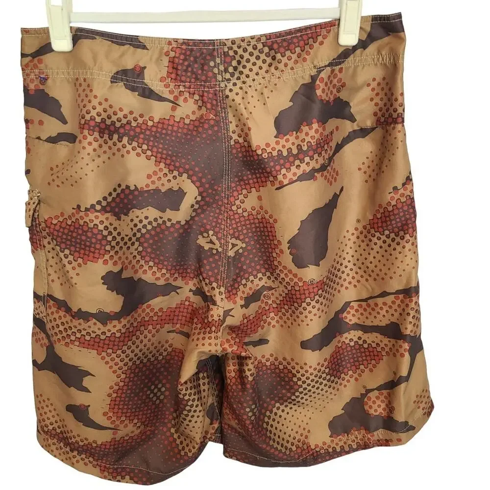 Burton Mens Brown Camouflage Apres Board Shorts Size M Swim Trunks Beach Travel